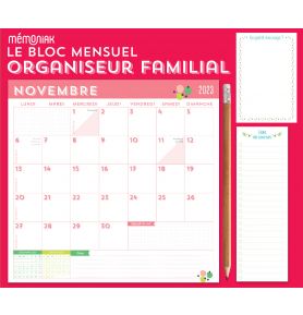 Le Bloc mensuel organiseur familial Mémoniak 2024, calendrier 12 mois (sept. 2023- août 2024)